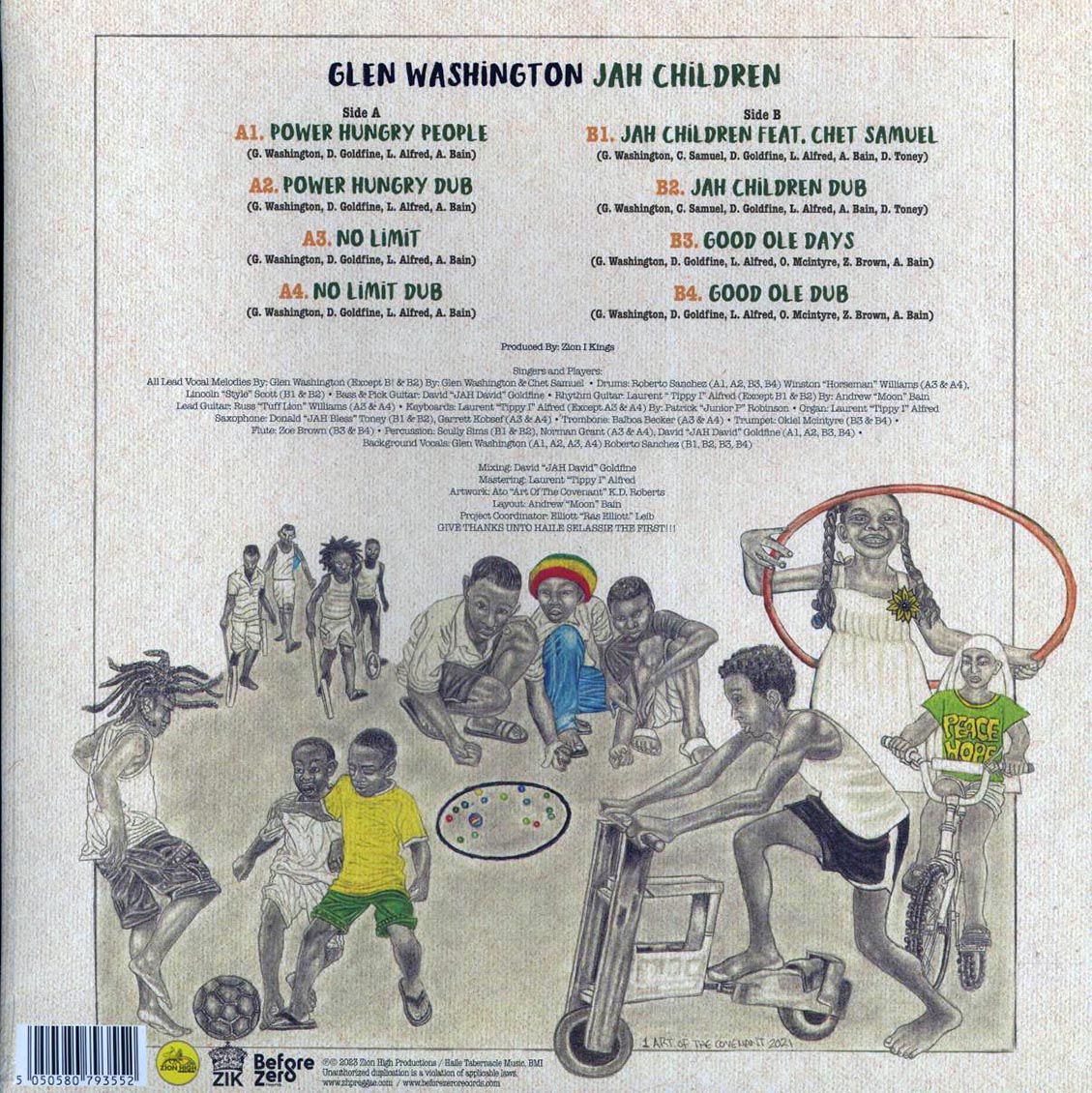 Glen Washington - Jah Children vinyl LP back cover