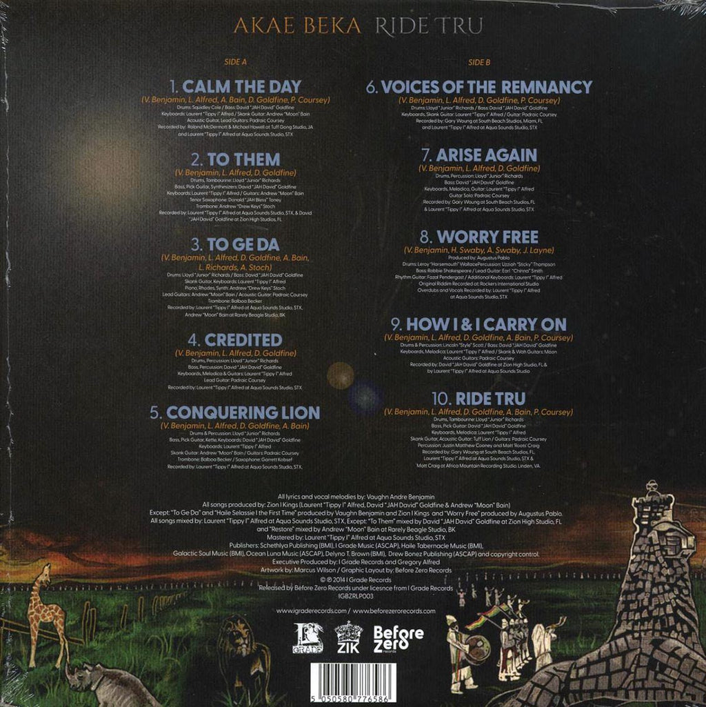 Akae Beka (Vaughn Benjamin/Midnite) - Ride Tru vinyl LP back cover