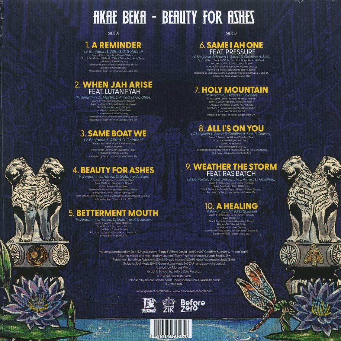 Akae Beka (Vaughn Benjamin/Midnite) - Beauty For Ashes vinyl LP back cover