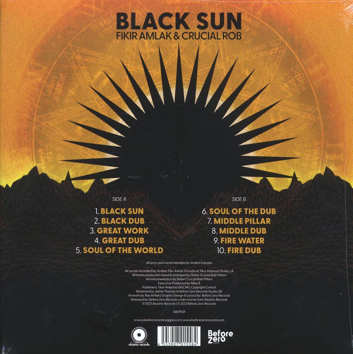 Fikir Amlak, Crucial Rob - Black Sun vinyl LP back cover