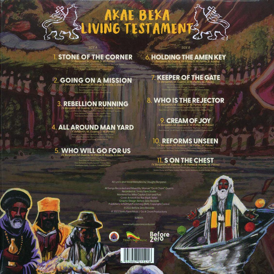 Akae Beka (Vaughn Benjamin/Midnite) - Living Testament vinyl LP back cover