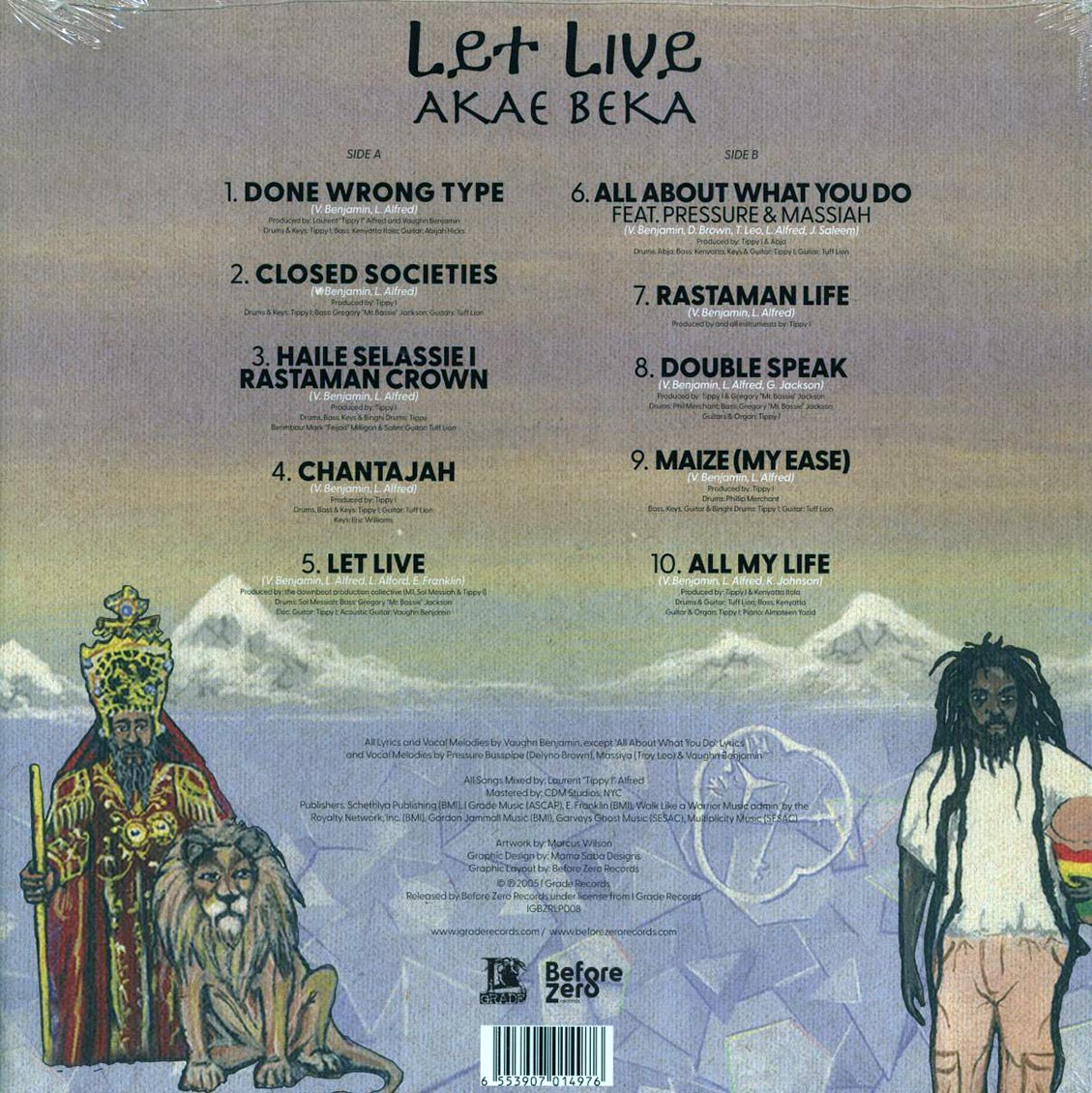 Akae Beka (Vaughn Benjamin/Midnite) - Let Live vinyl LP back cover