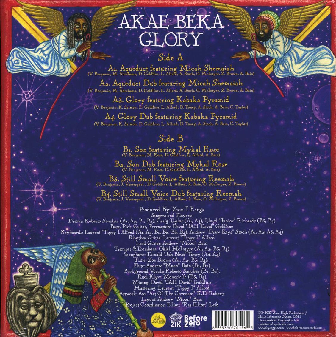 Akae Beka (Vaughn Benjamin/Midnite) - Glory vinyl LP back cover