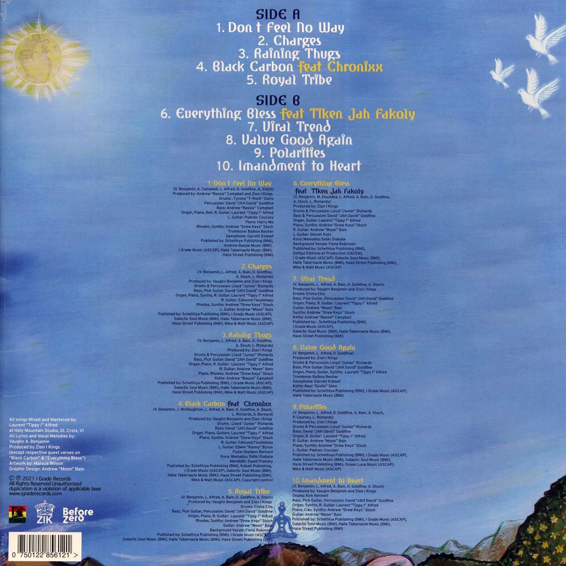 Akae Beka (Vaughn Benjamin/Midnite) - Polarities vinyl LP back cover