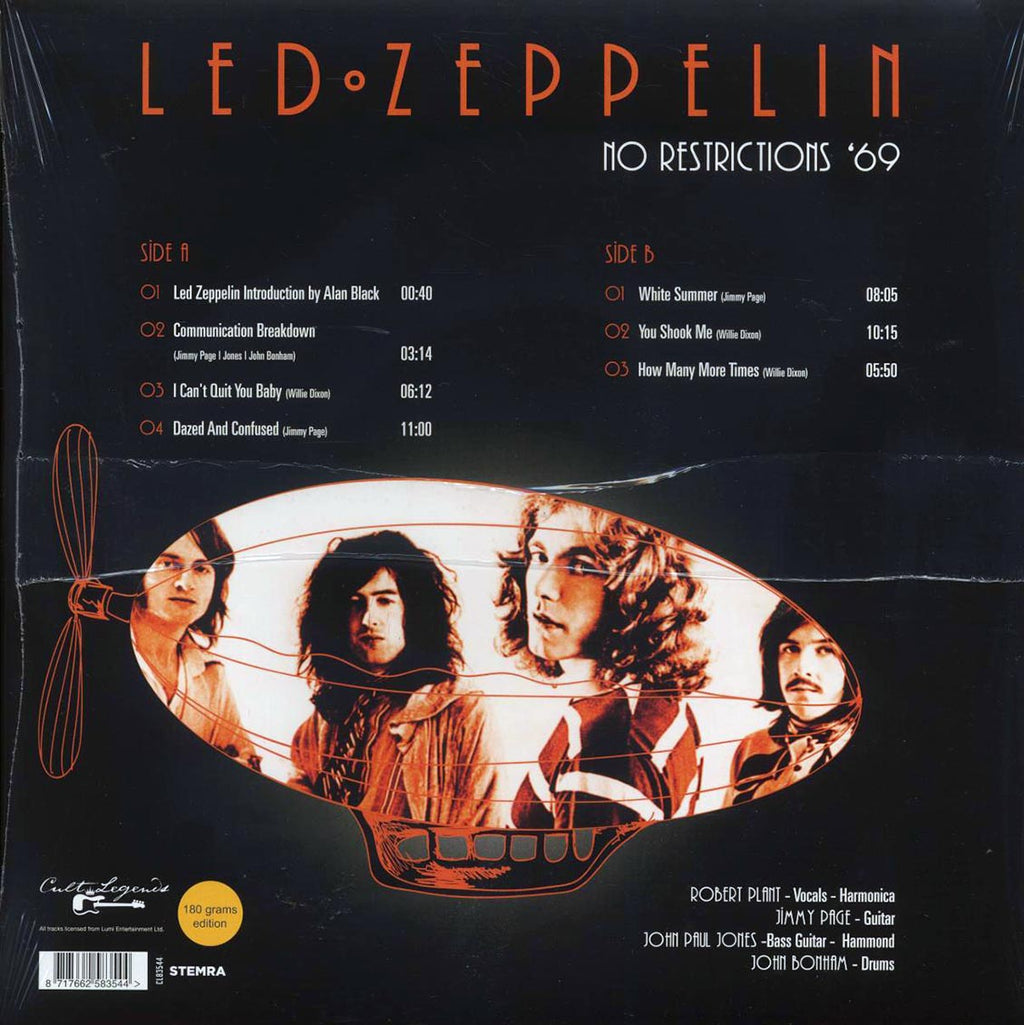 Led Zeppelin - No Restrictions '69: Playhouse Theatre, London (180g) vinyl LP back cover