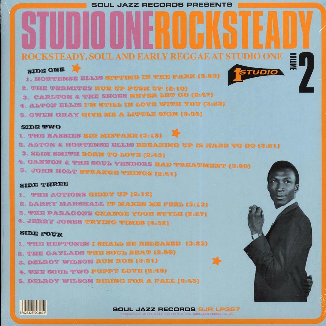 Alton Ellis, Slim Smith, The Gaylads, The Paragons, Delroy Wilson, Etc. - Studio One Rocksteady Volume 2: Rocksteady, Soul And Early Reggae At Studio One, The Soul Of Young Jamaica (2xLP) vinyl LP back cover