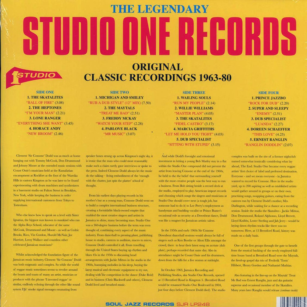 The Skataites, The Maytals, Freddy McKay, dub Specialist, Ernest Ranglin, Lone Ranger, Etc. - The Legendary Studio One Records: Original Classic Recordings 1963-1980 (2xLP) vinyl LP back cover