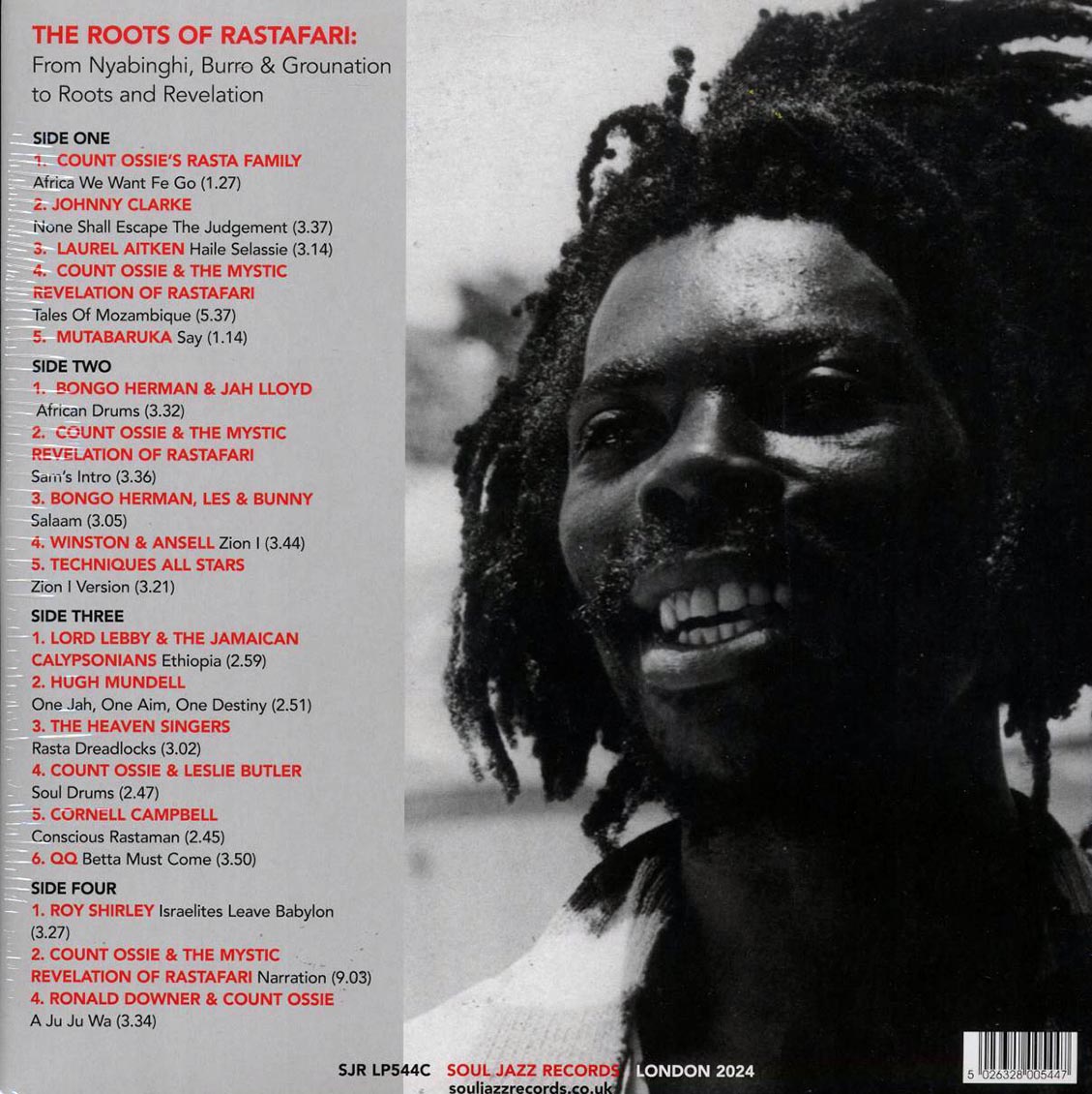 Count Ossie, Johnny Clarke, Bongo Herman, Hugh Mundell, Roy Shirley, Etc. - Rastafari: The Dreads Enter Babylon 1955-83 (2xLP) (180g) (blue vinyl) vinyl LP back cover