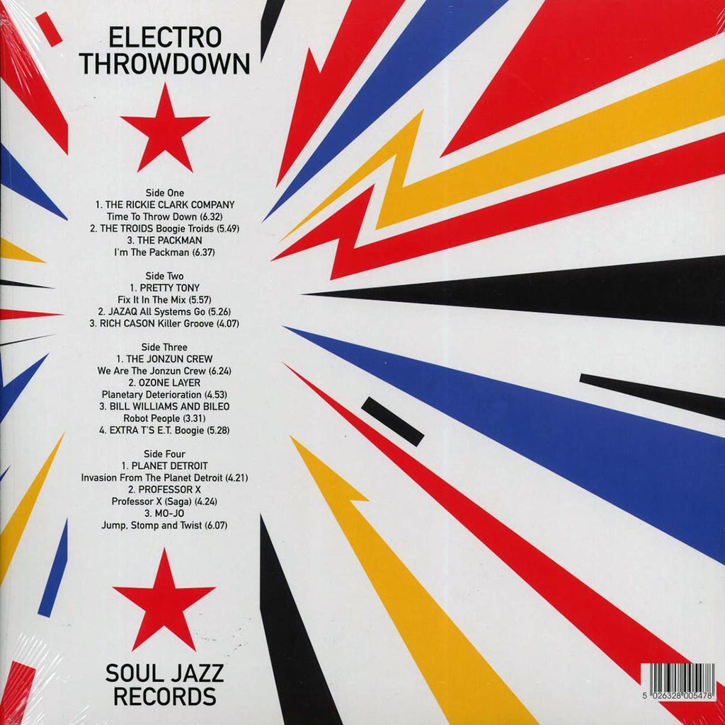 Various - Electro Throwdown: Sci-Fi Inter-Planetary Electro Attack On Planet Earth 1982-89 (2xLP) vinyl LP back cover