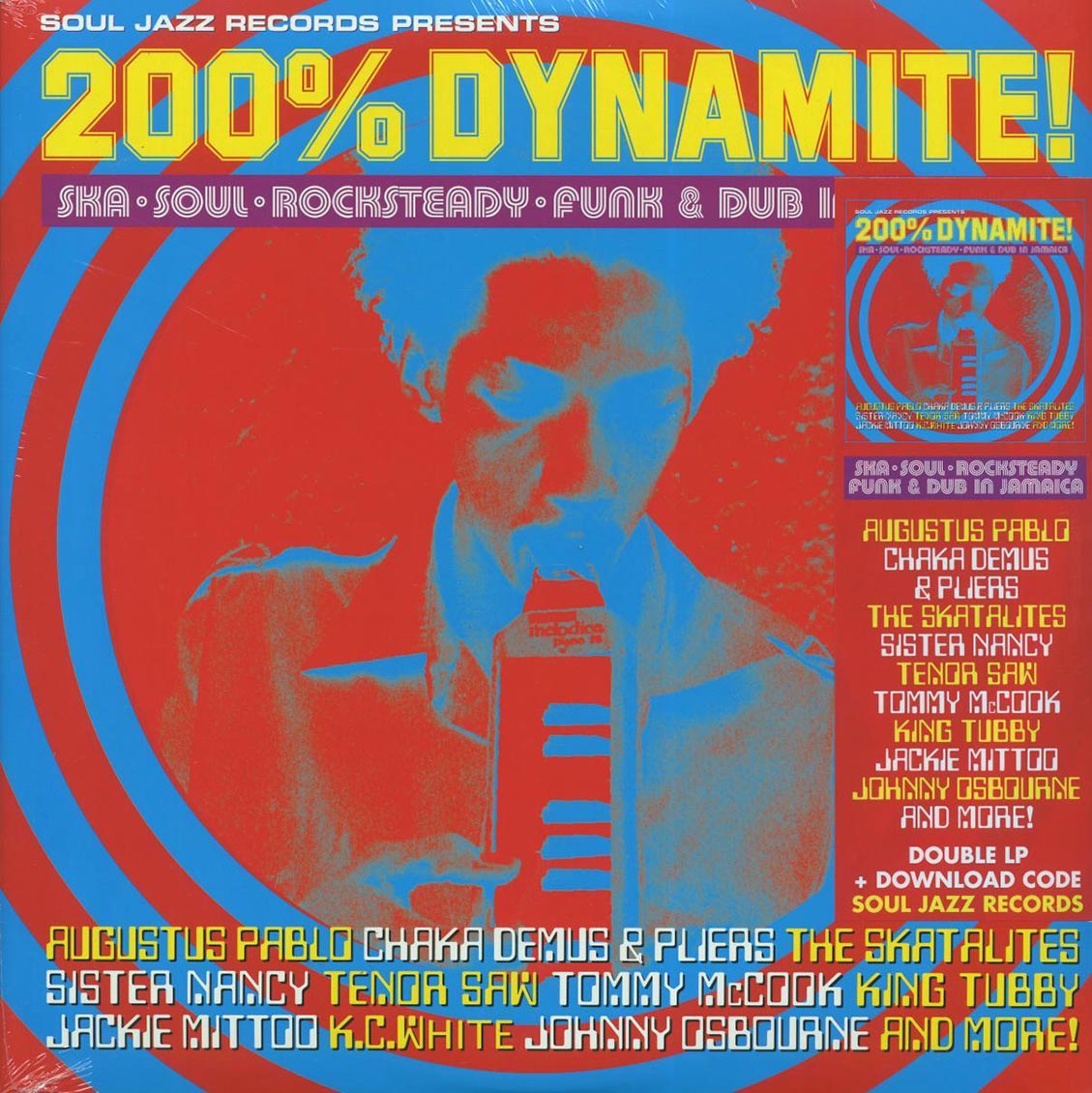 Sister Nancy, Tenor Saw, Augustus Pablo, King Tubby, Jackie Mittoo, Etc. - 200% Dynamite! (2xLP) vinyl LP front cover