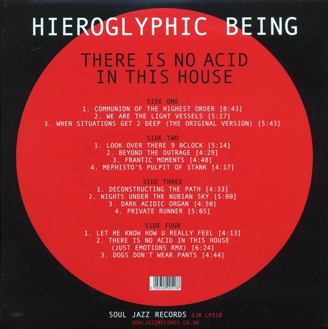 Hieroglyphic Being - There Is No Acid In This House (2xLP) vinyl LP back cover