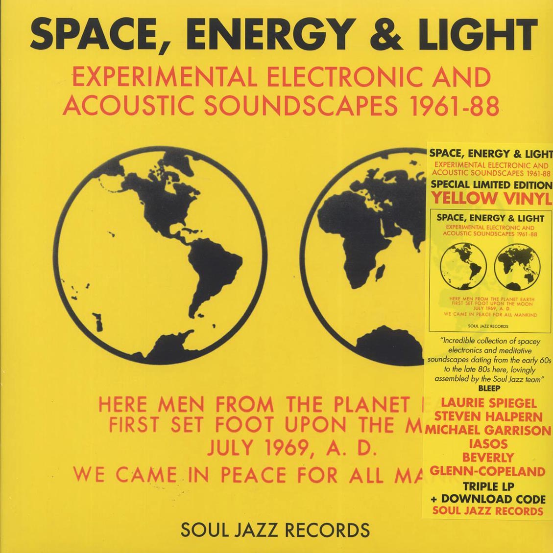 Various - Space, Energy & Light: Experimental Electronic And Acoustic Soundscapes 1961-88 (3xLP) (yellow vinyl) vinyl LP front cover