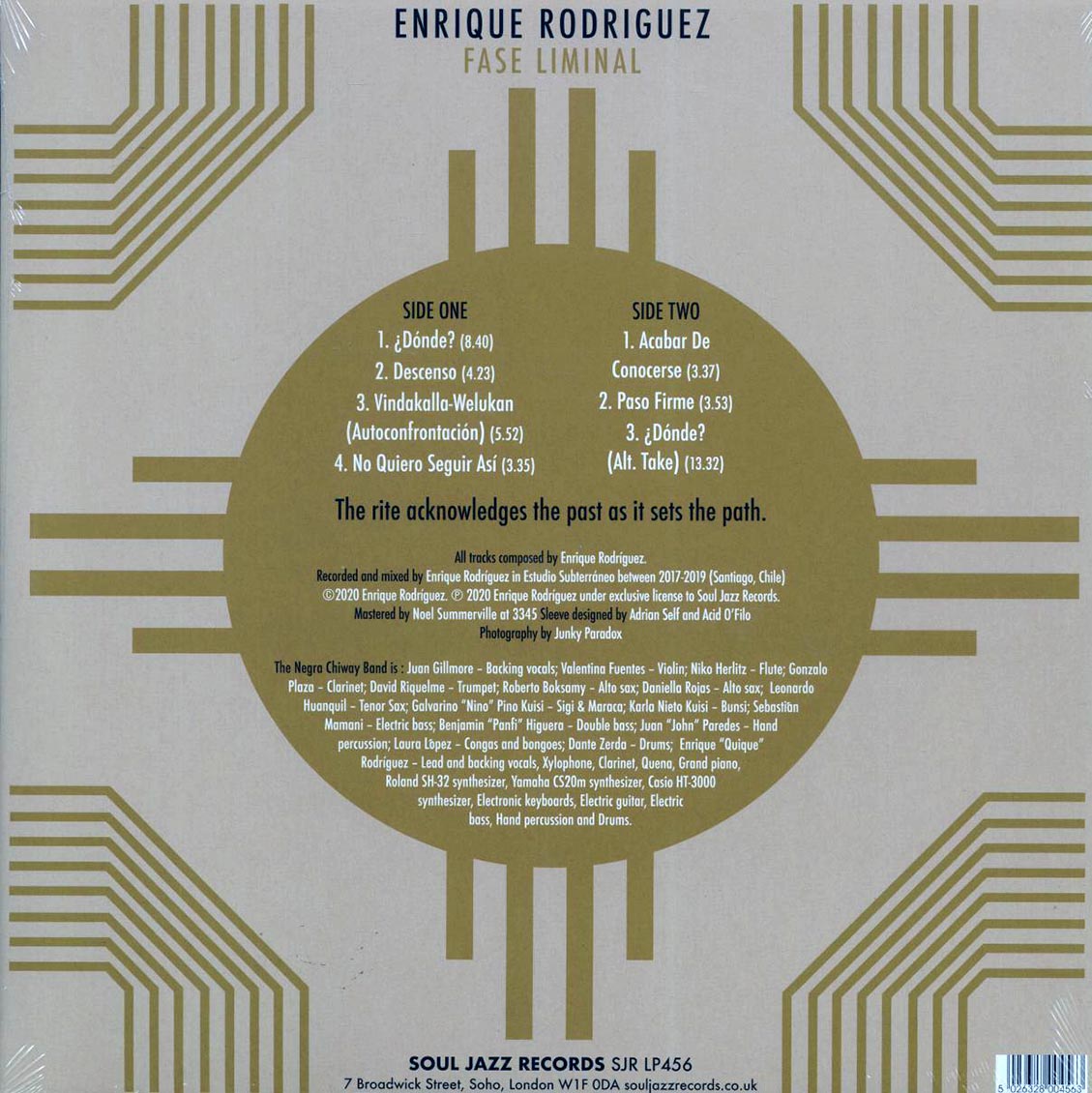 Enrique Rodriguez & The Negra Chiway Band - Fase Liminal vinyl LP back cover