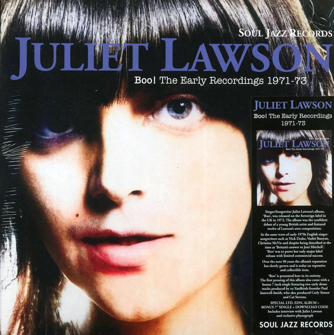 Juliet Lawson - Boo! The Early Recordings 1971-73 (ltd. ed.) (incl. a bonus 45rpm vinyl) vinyl LP front cover