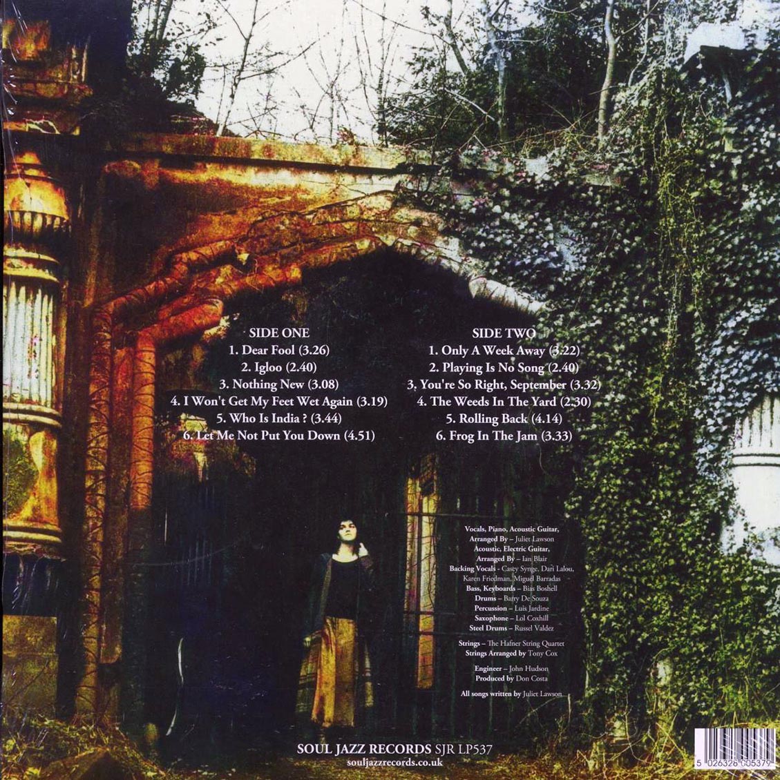Juliet Lawson - Boo! The Early Recordings 1971-73 (ltd. ed.) (incl. a bonus 45rpm vinyl) vinyl LP back cover