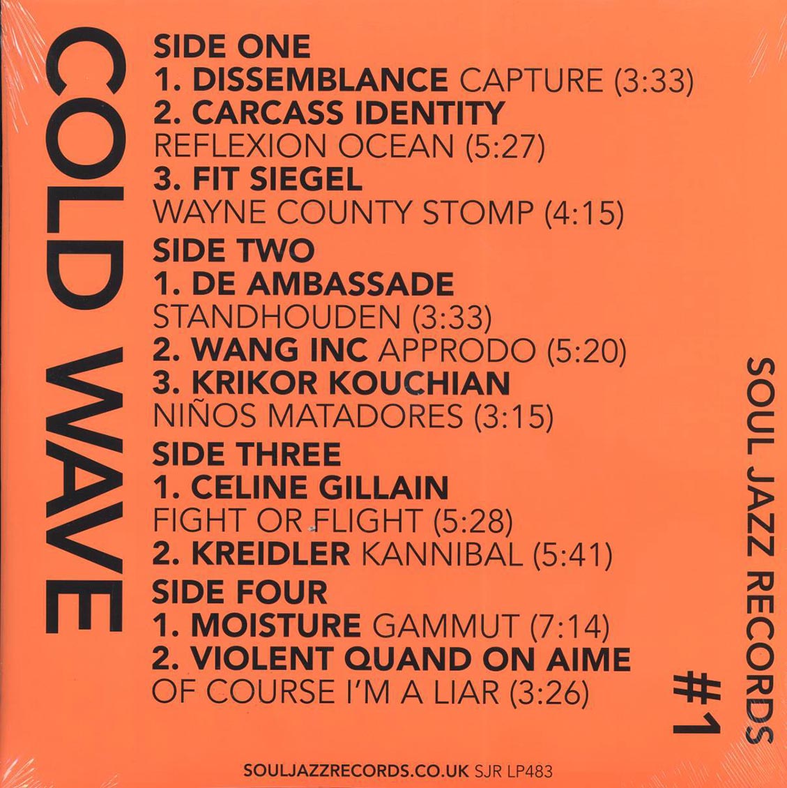 Various - Cold Wave #1 (ltd. ed.) (2xLP) (orange vinyl) vinyl LP back cover