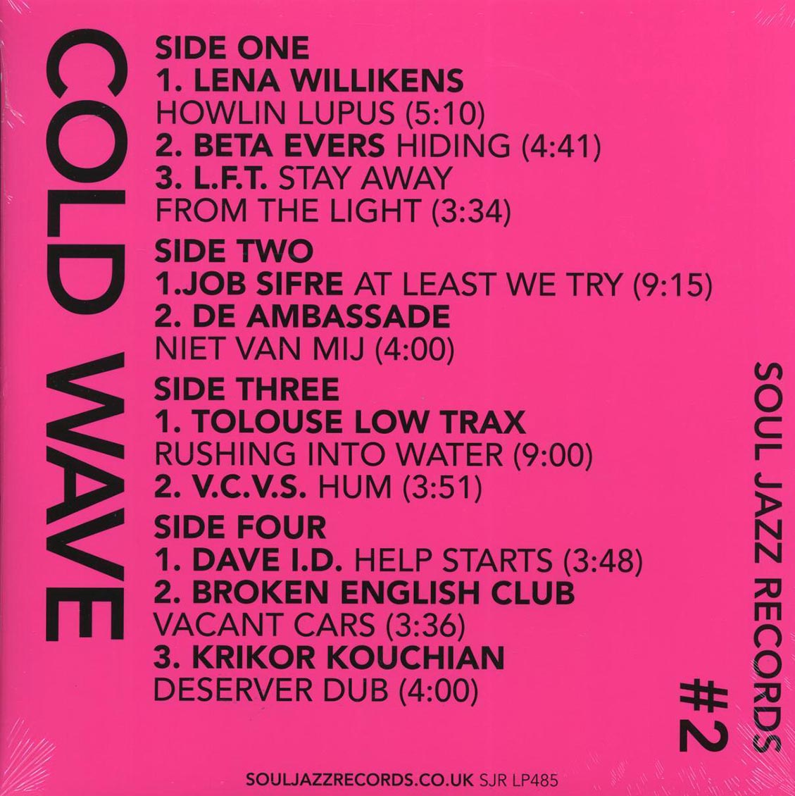 Various - Cold Wave #2 (ltd. ed.) (2xLP) (purple vinyl) vinyl LP back cover