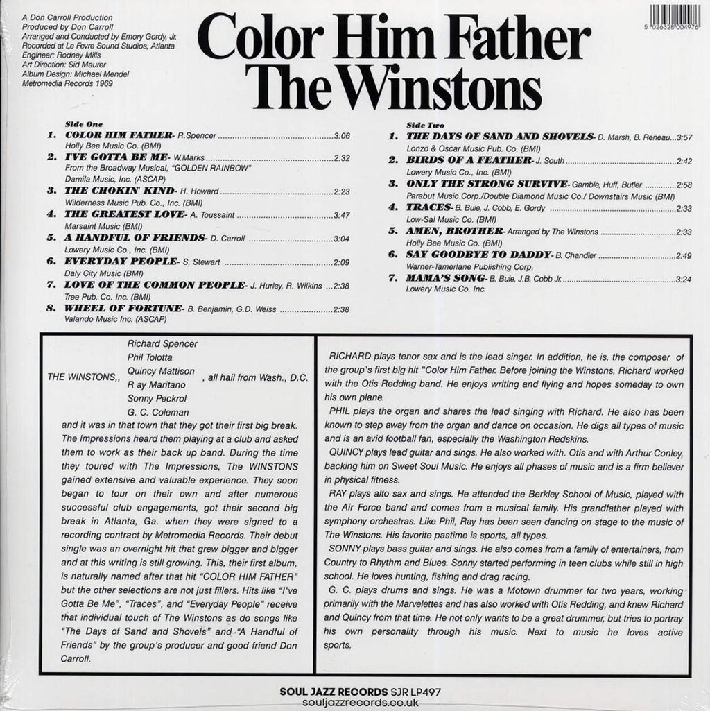 The Winstons - Color Him Father (+4 bonus tracks) (ltd. ed.) (2xLP) vinyl LP back cover