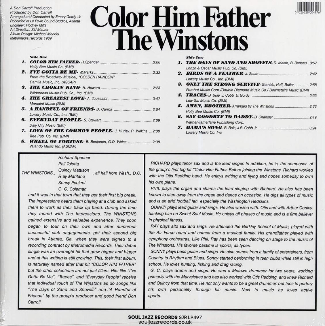 The Winstons - Color Him Father (+4 bonus tracks) (ltd. ed.) (2xLP) vinyl LP back cover
