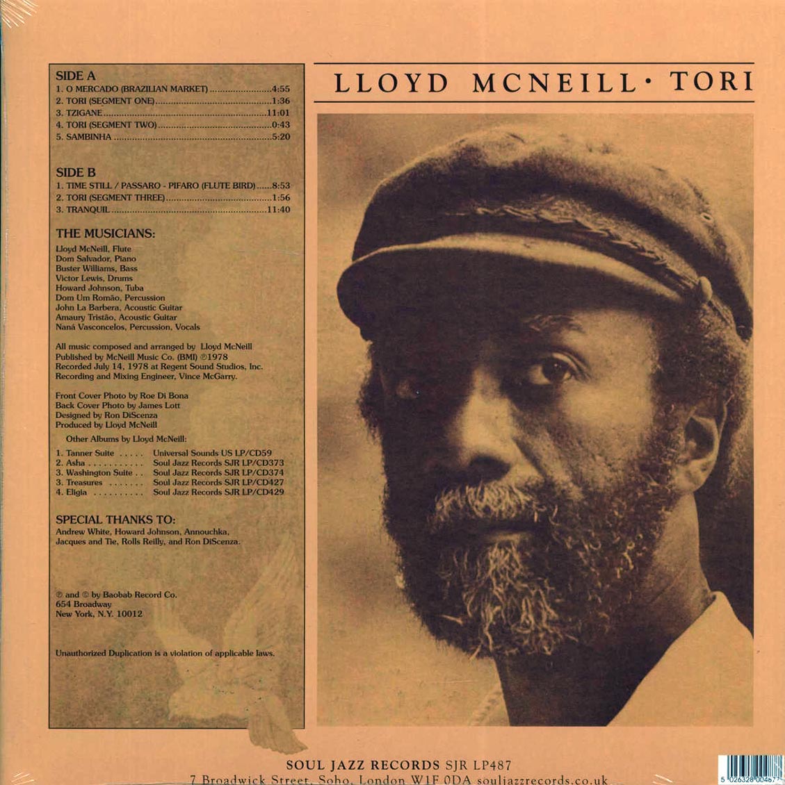 Lloyd McNeill - Tori (ltd. ed.) vinyl LP back cover
