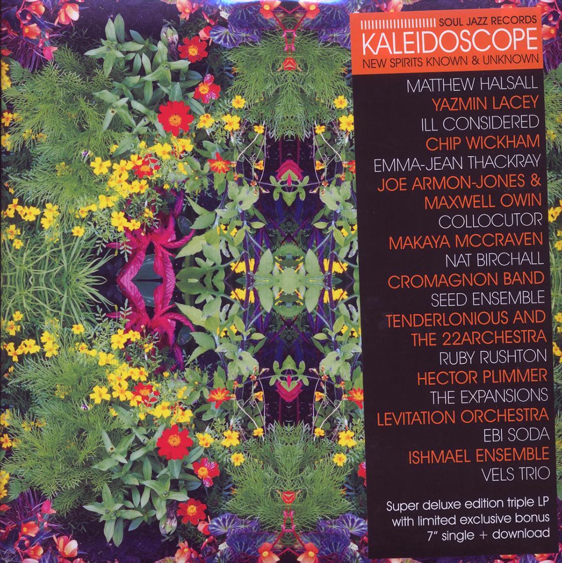Matthew Halsall, Yazmin Lacey, Ill Considered, Etc. - Kaleidoscope: New Spirits Known & Unknown (ltd. ed.) (3xLP) (deluxe edition) (incl. a bonus 45rpm vinyl) vinyl LP front cover