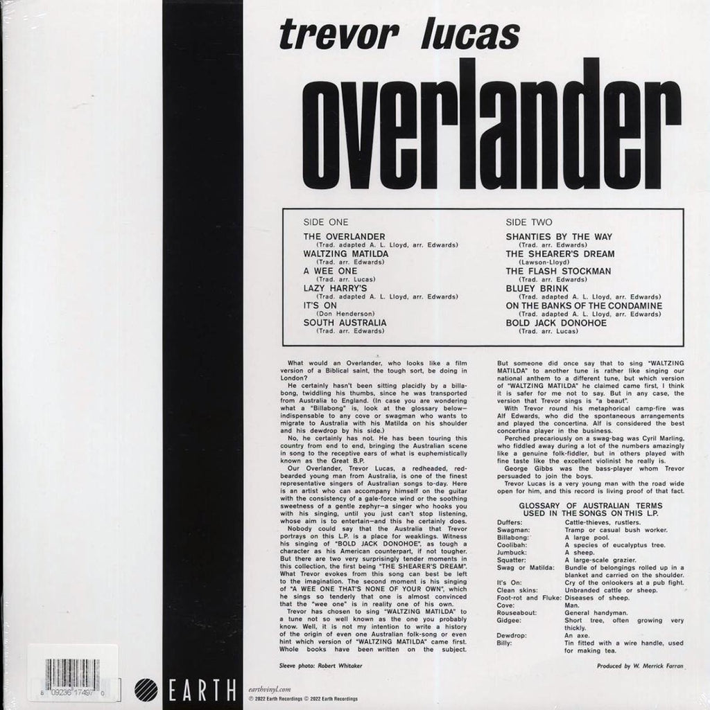 Trevor Lucas - Overlander (RSD 2022) (orange vinyl) vinyl LP back cover
