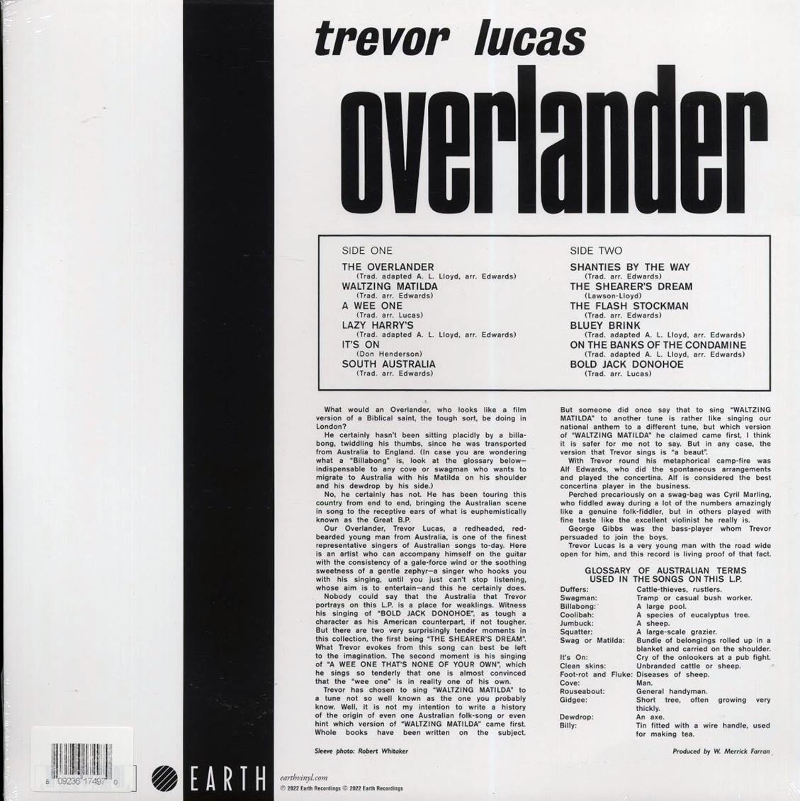 Trevor Lucas - Overlander (RSD 2022) (orange vinyl) vinyl LP back cover