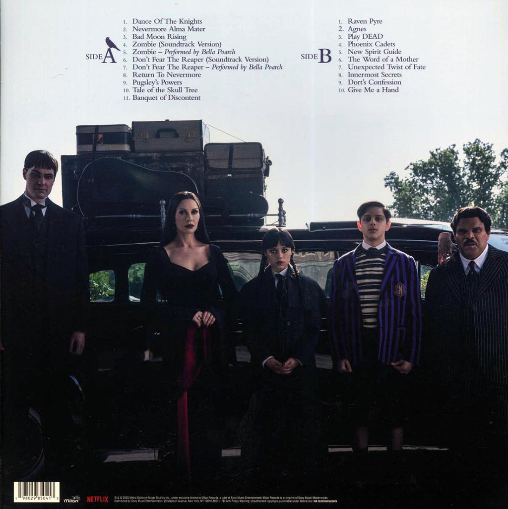 Various, Chris Bacon - Wednesday, Season 2: Soundtrack Highlights From The Netflix Series (purple marble) vinyl LP back cover
