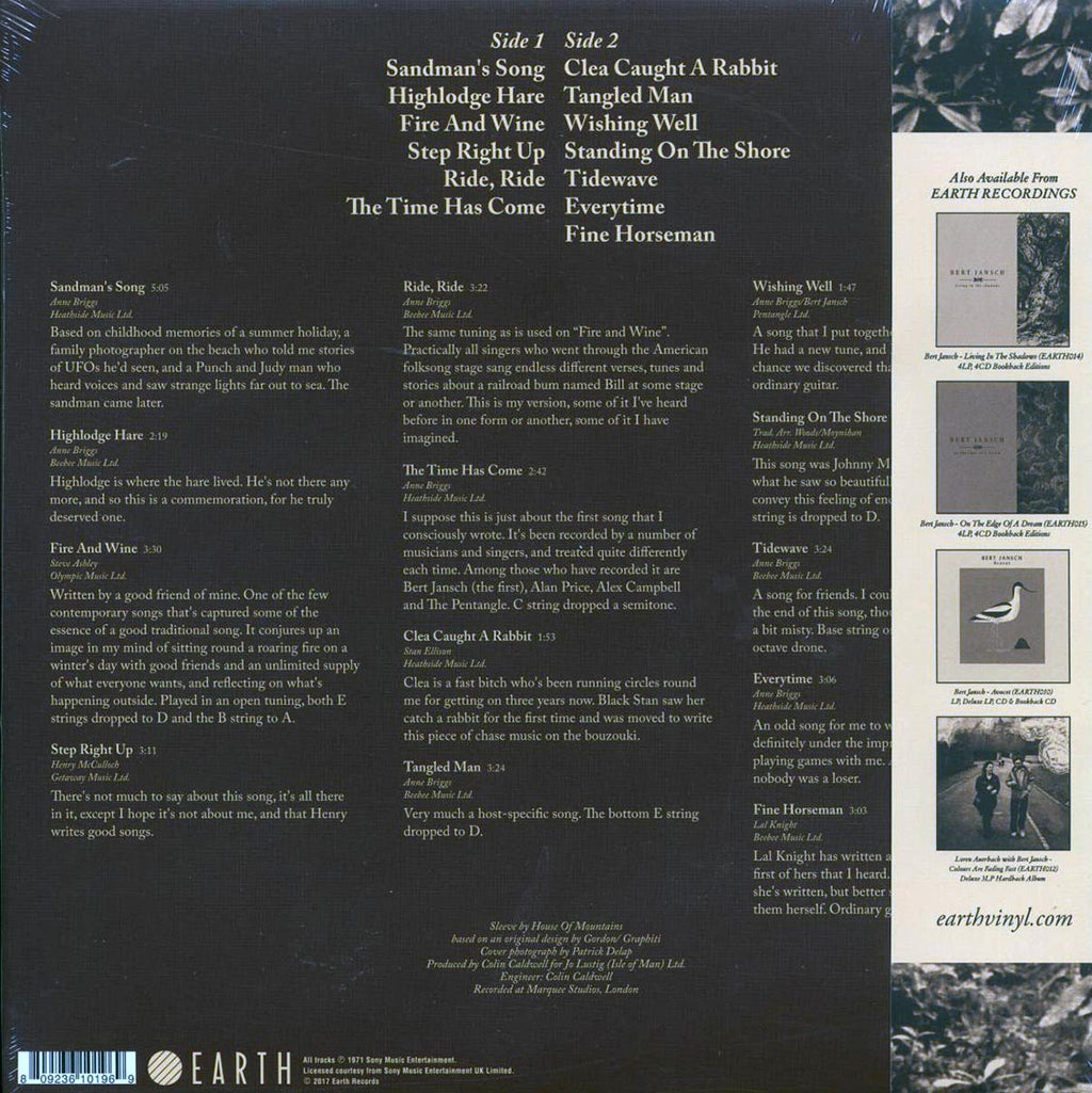Anne Briggs - The Time Has Come vinyl LP back cover