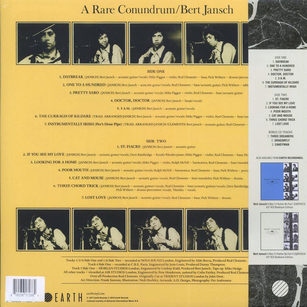 Bert Jansch - A Rare Conundrum (RSD 2017) (ltd. ed.) (gold vinyl) vinyl LP back cover