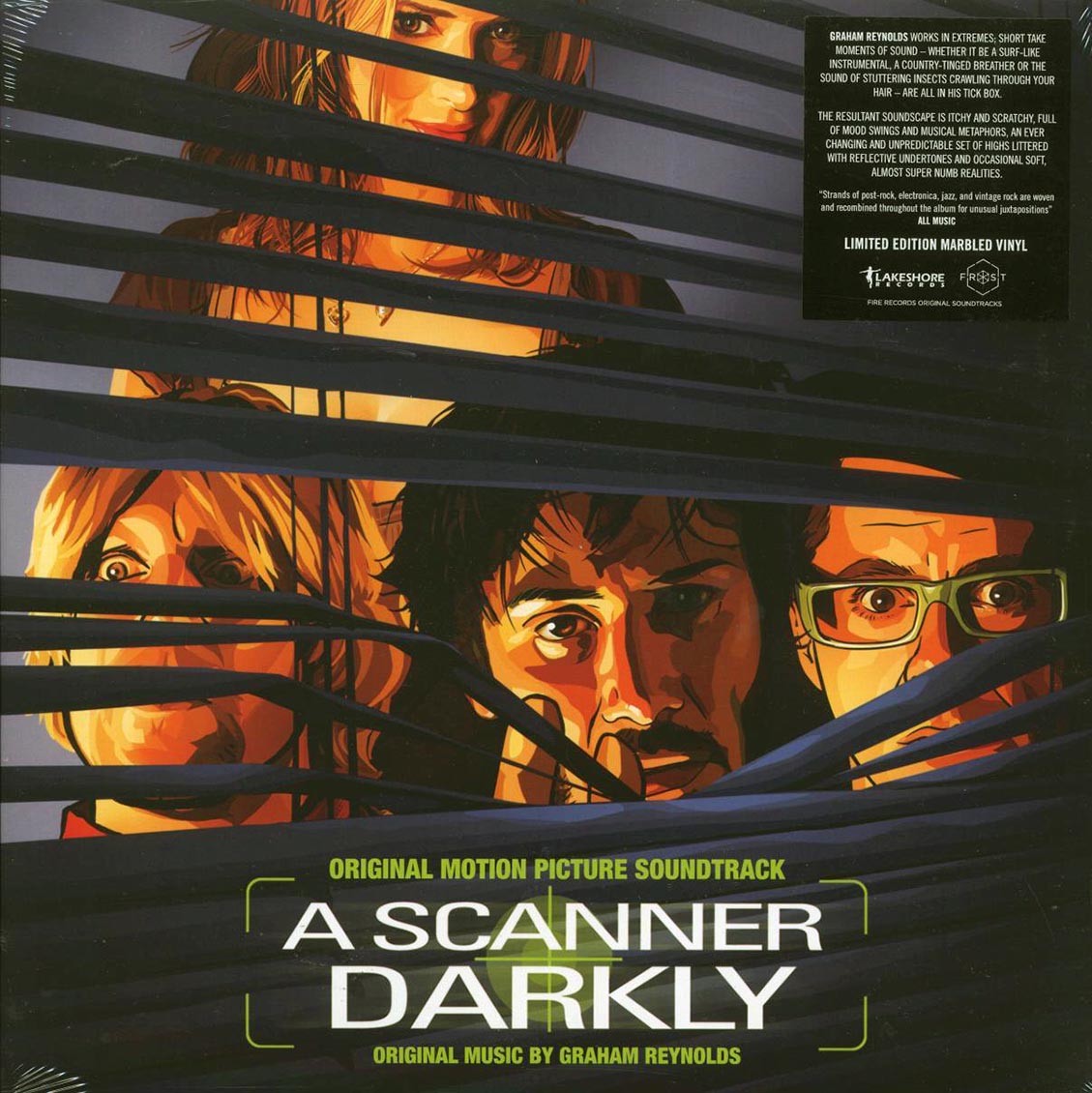 Graham Reynolds - A Scanner Darkly: Original Motion Picture Soundtrack (ltd. ed.) (marbled colored vinyl) vinyl LP front cover
