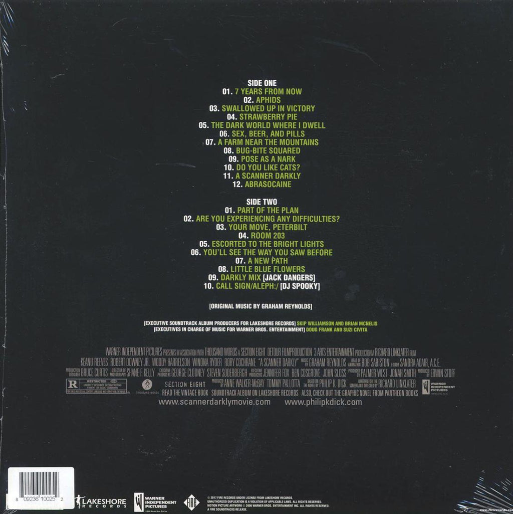 Graham Reynolds - A Scanner Darkly: Original Motion Picture Soundtrack (ltd. ed.) (marbled colored vinyl) vinyl LP back cover