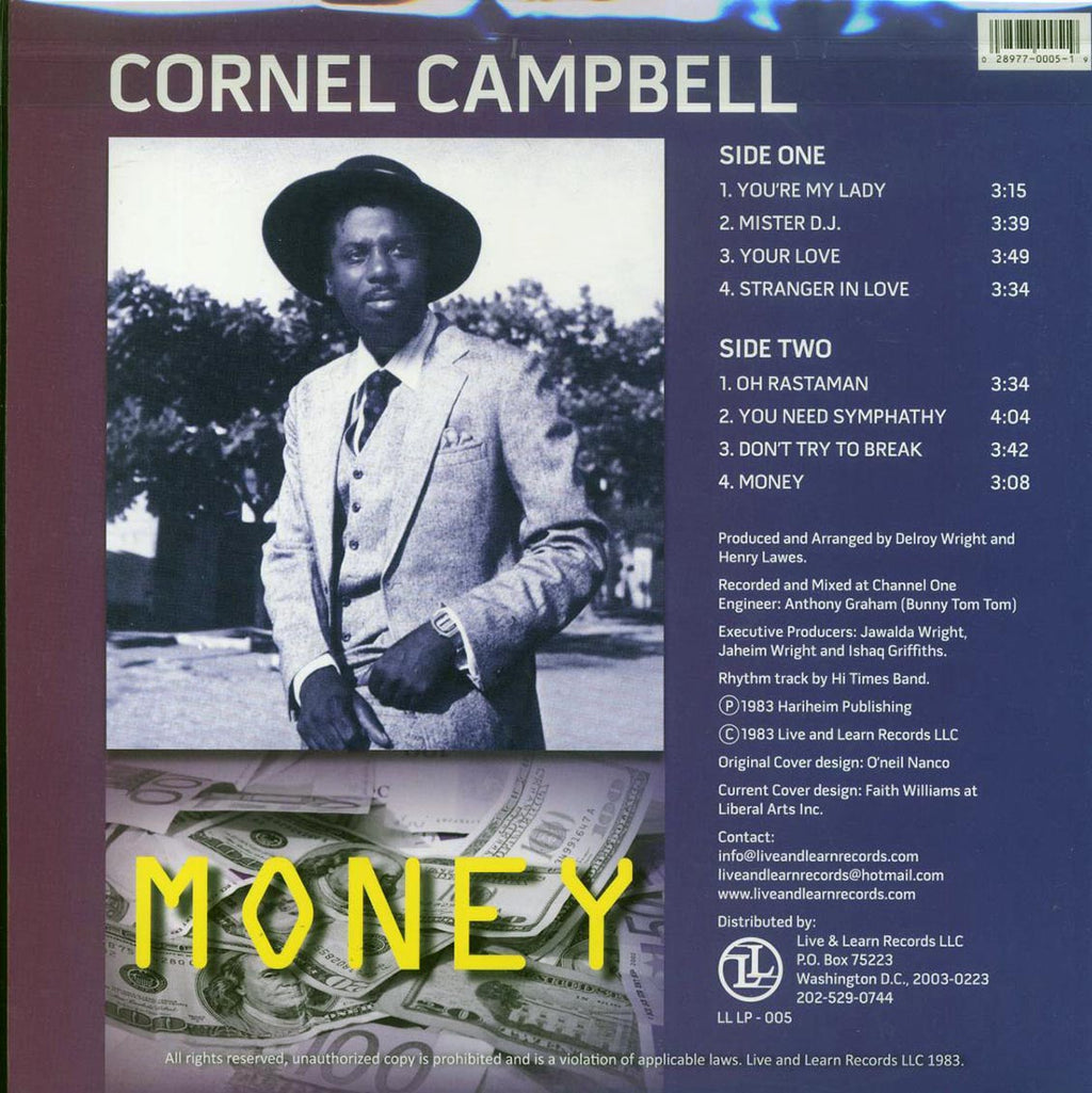 Cornell Campbell - Money vinyl LP back cover