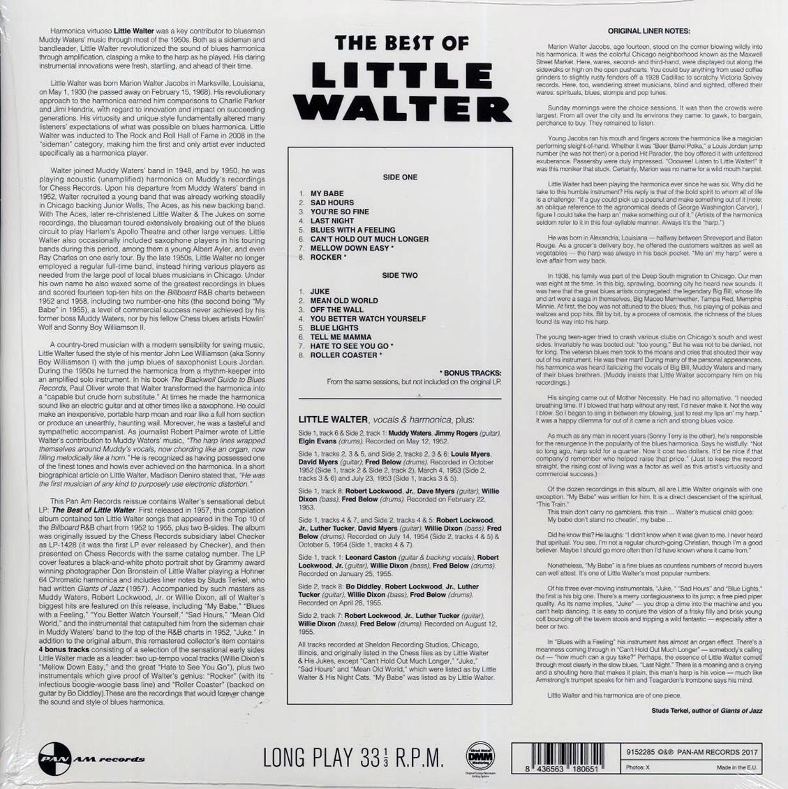 Little Walter - The Best Of Little Walter (+4 bonus tracks) (ltd. ed.) (180g) (remastered) vinyl LP back cover