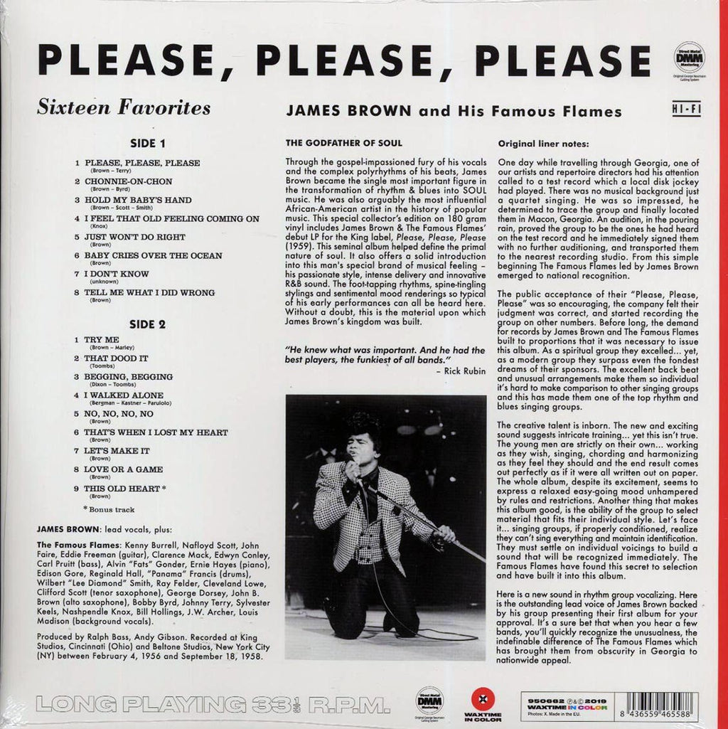 James Brown & The Famous Flames - Please, Please, Please (+bonus track) (ltd. ed.) (180g) (red vinyl) vinyl LP back cover