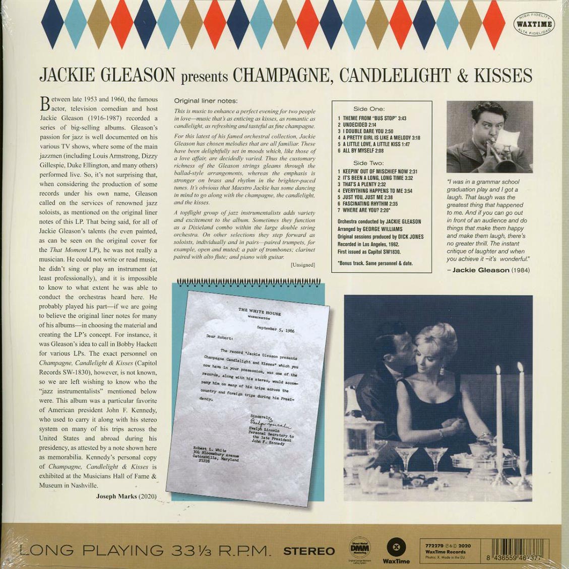 Jackie Gleason - Champagne, Candlelight & Kisses (+bonus track) (ltd. ed.) (180g) vinyl LP back cover