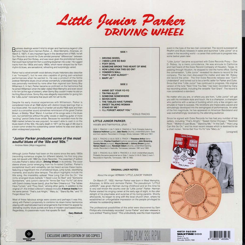 Little Junior Parker - Driving Wheel (+4 bonus tracks) (ltd. ed.) (180g) vinyl LP back cover