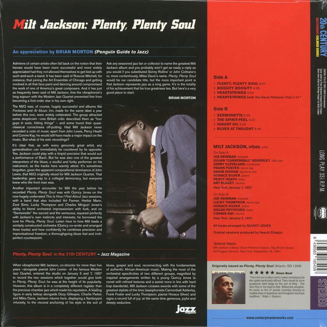 Milt Jackson - Plenty, Plenty Soul (+bonus track) (ltd. ed.) (180g) (blue vinyl) vinyl LP back cover