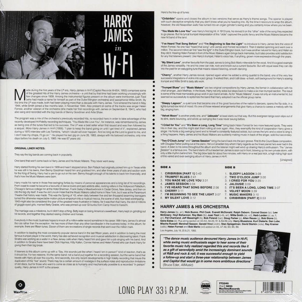 Harry James - Harry James in Hi-Fi (ltd. ed.) (180g) (remastered) vinyl LP back cover