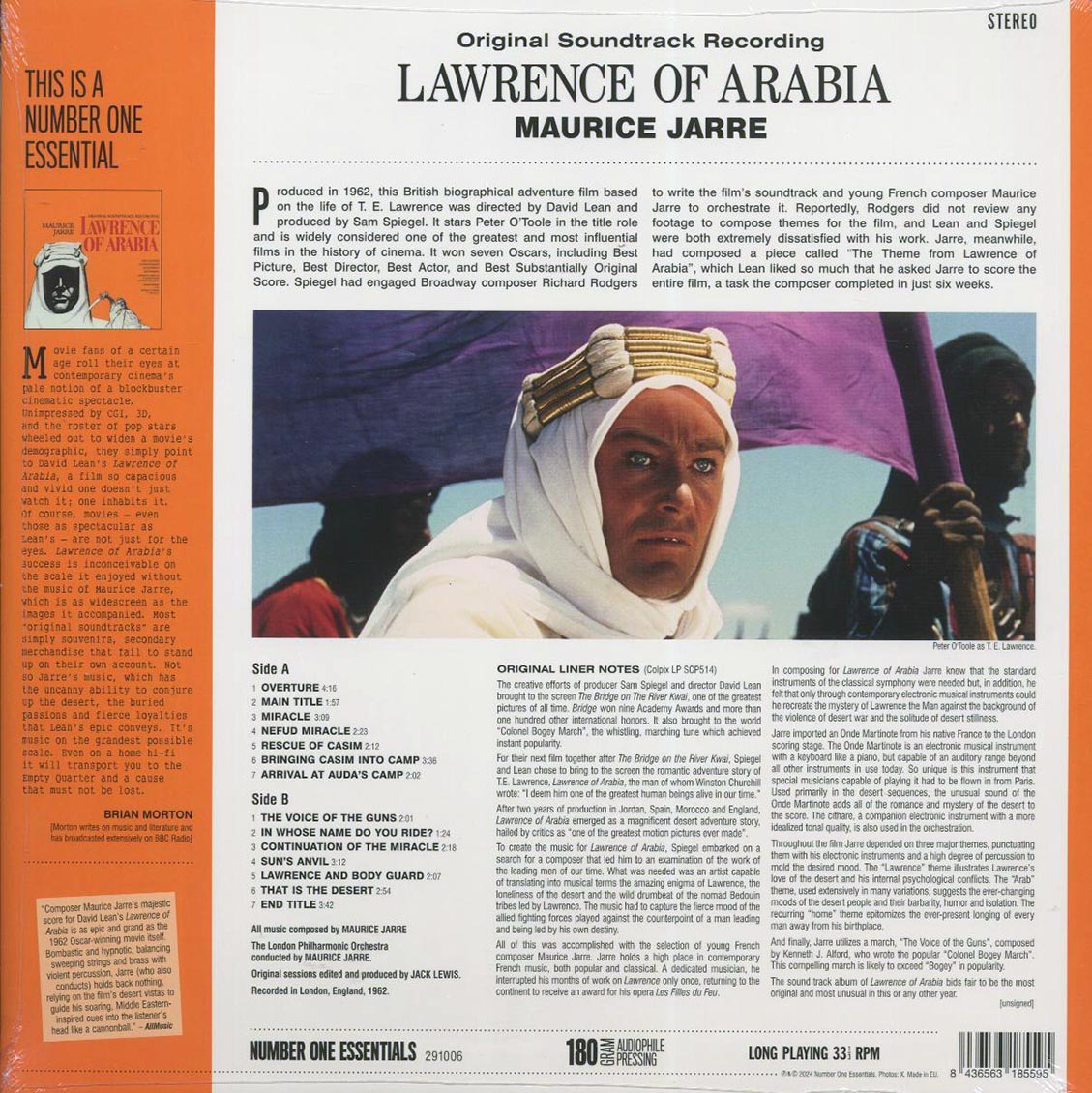 Maurice Jarre - Lawrence Of Arabia: Original Soundtrack Recording (ltd. ed.) (180g) vinyl LP back cover