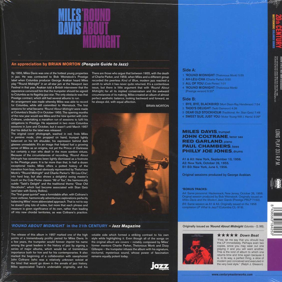 Miles Davis - Round About Midnight (+2 bonus tracks) (ltd. ed.) (180g) (purple vinyl) vinyl LP back cover