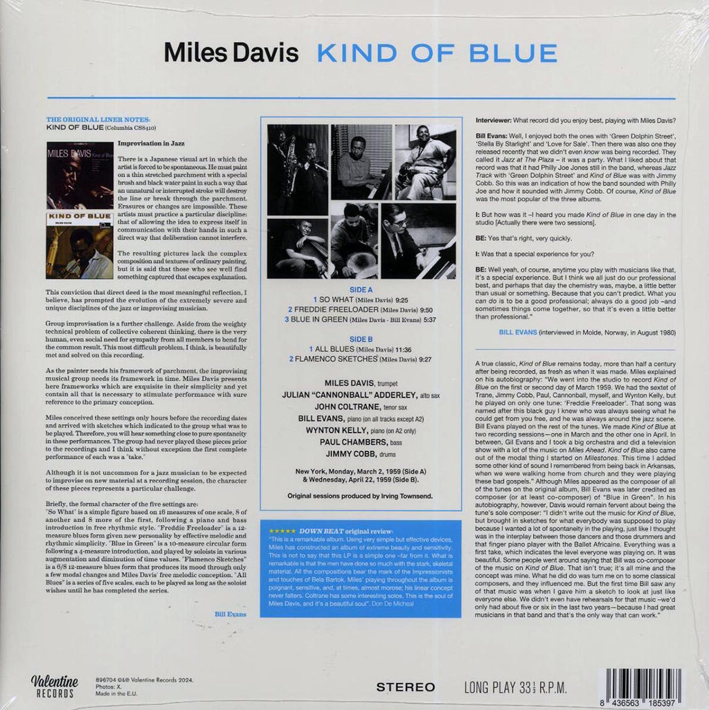 Miles Davis - Kind Of Blue (ltd. ed.) (180g) vinyl LP back cover