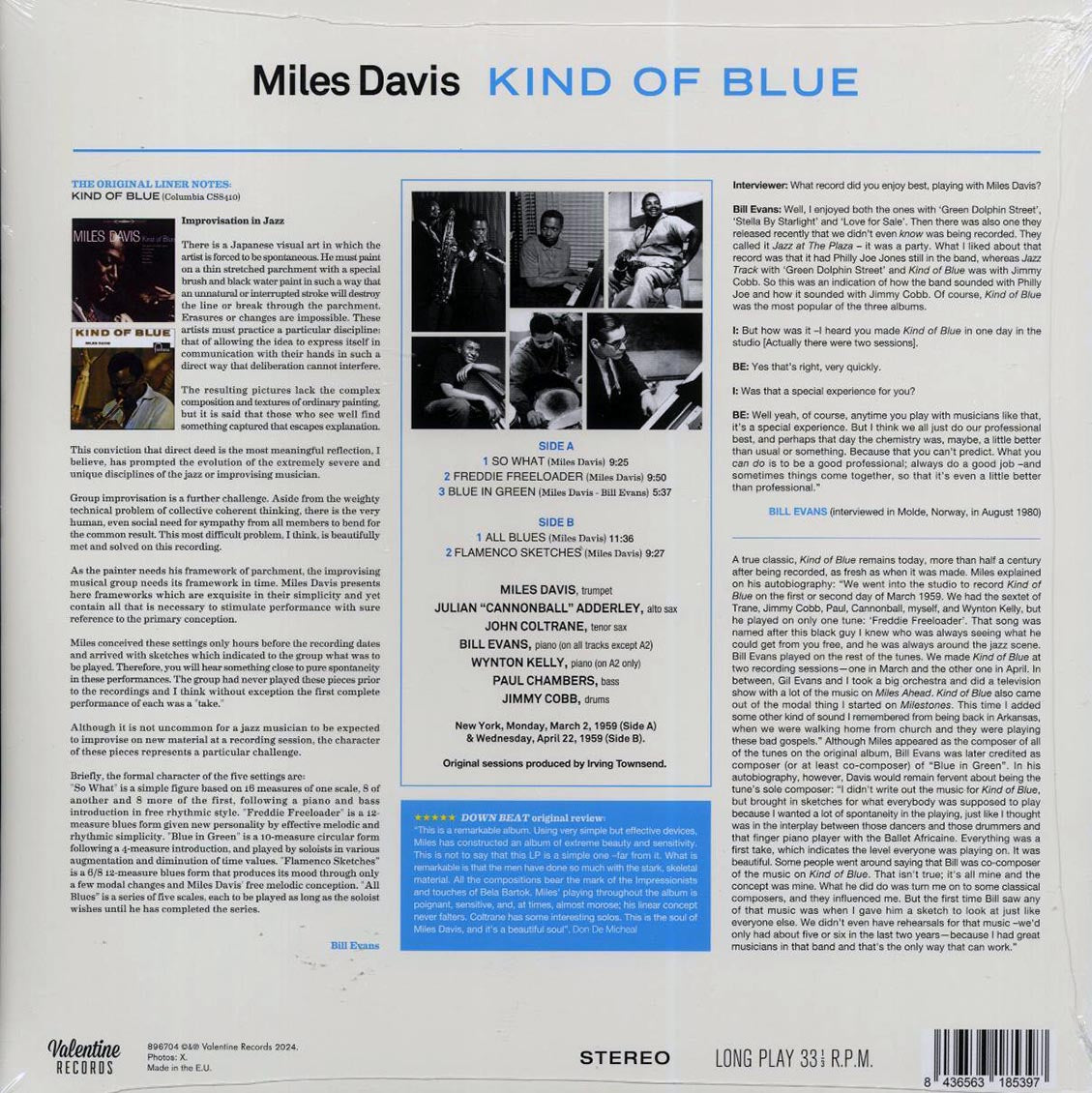 Miles Davis - Kind Of Blue (ltd. ed.) (180g) vinyl LP back cover