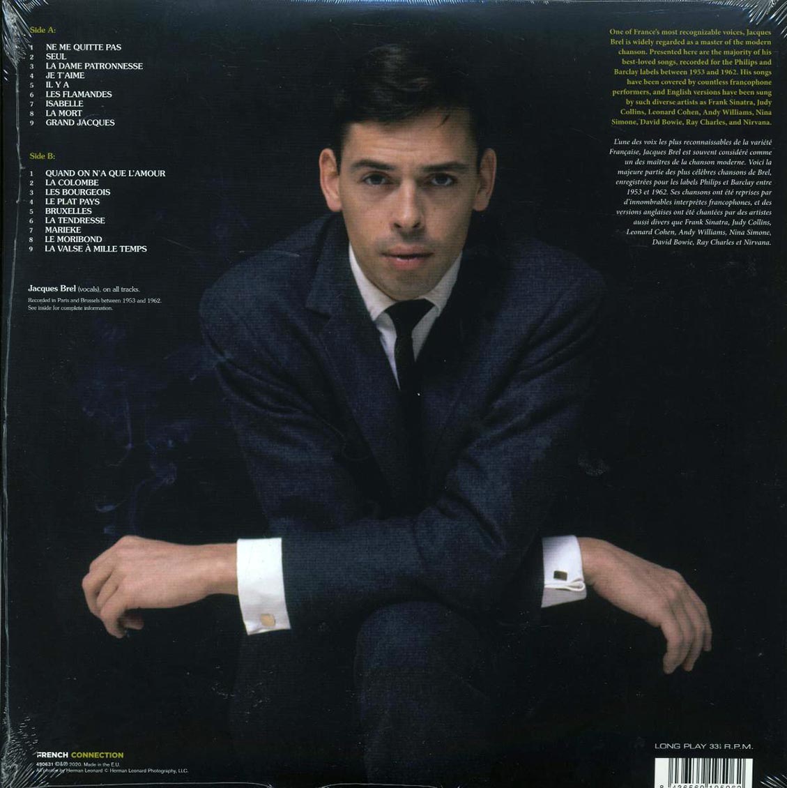 Jacques Brel - L'Essentiel De Jacques Brel (ltd. ed.) (180g) vinyl LP back cover