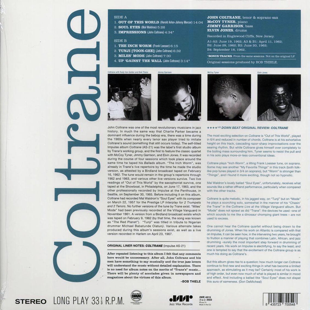 John Coltrane - Coltrane (+2 bonus tracks) (ltd. ed.) (180g) vinyl LP back cover
