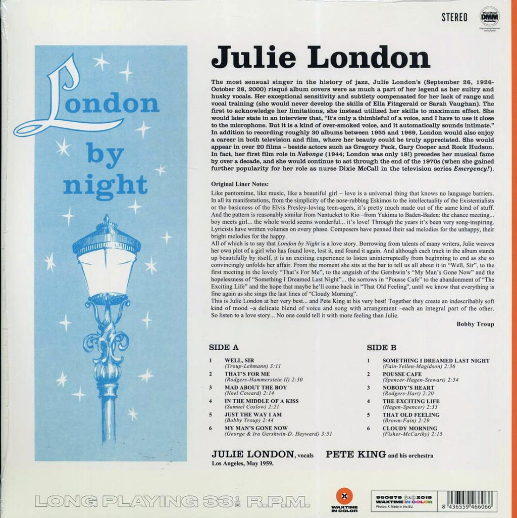 Julie London, Pete King & His Orchestra - London By Night (ltd. ed.) (180g) (orange vinyl) vinyl LP back cover