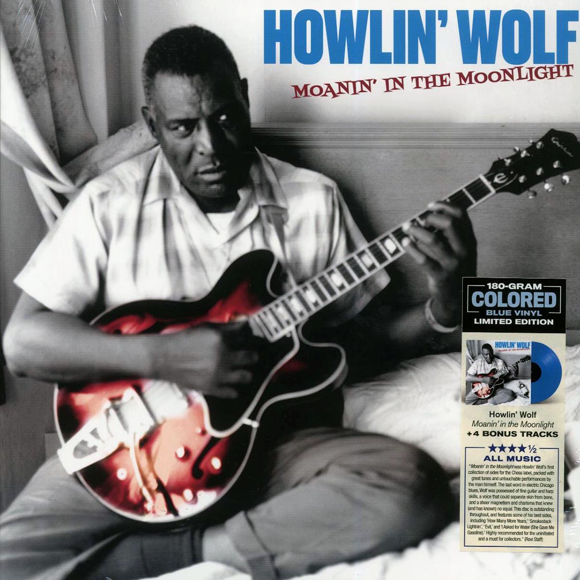 Howlin' Wolf - Moanin' In The Moonlight (+3 bonus tracks) (ltd. ed.) (180g) (blue vinyl) vinyl LP front cover