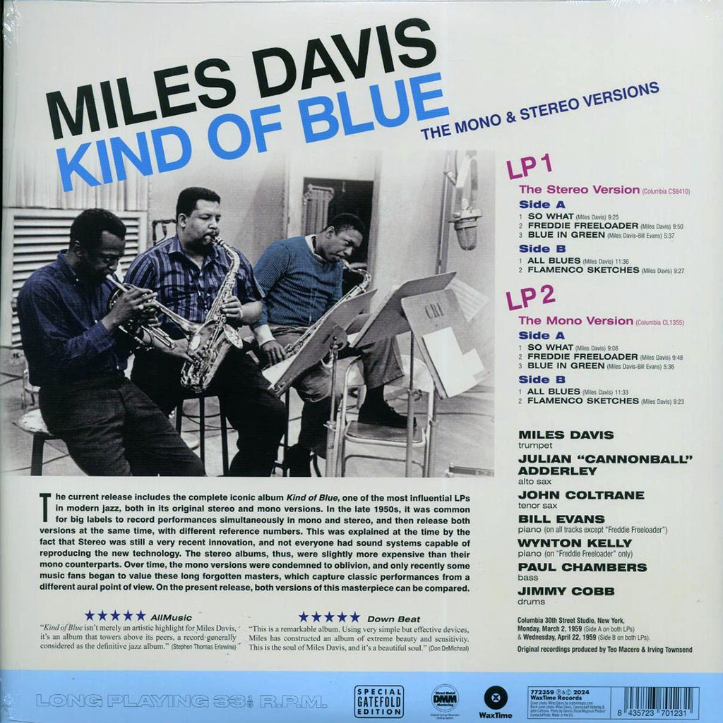 Miles Davis - Kind Of Blue: The Mono & Stereo Versions (mono+stereo) (ltd. ed.) (2xLP) (180g) vinyl LP back cover