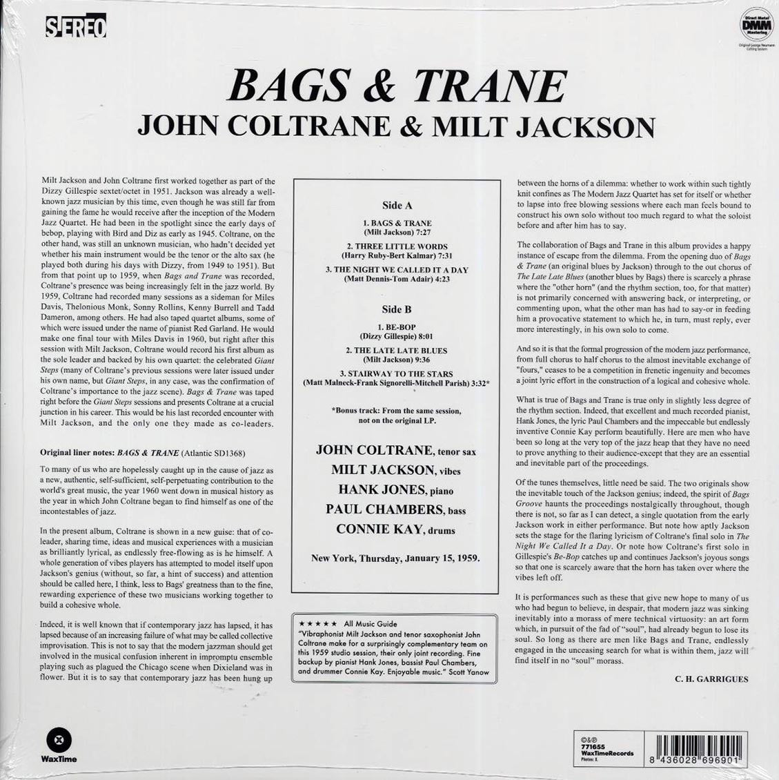 John Coltrane, Milt Jackson - Bags & Trane (+bonus track) (ltd. ed.) (180g) (remastered) vinyl LP back cover