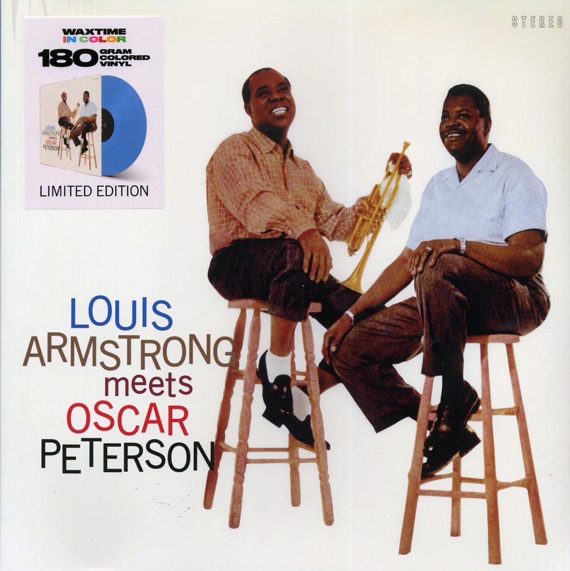 Louis Armstrong, Oscar Peterson - Louis Armstrong Meets Oscar Peterson (ltd. ed.) (180g) (blue vinyl) vinyl LP front cover